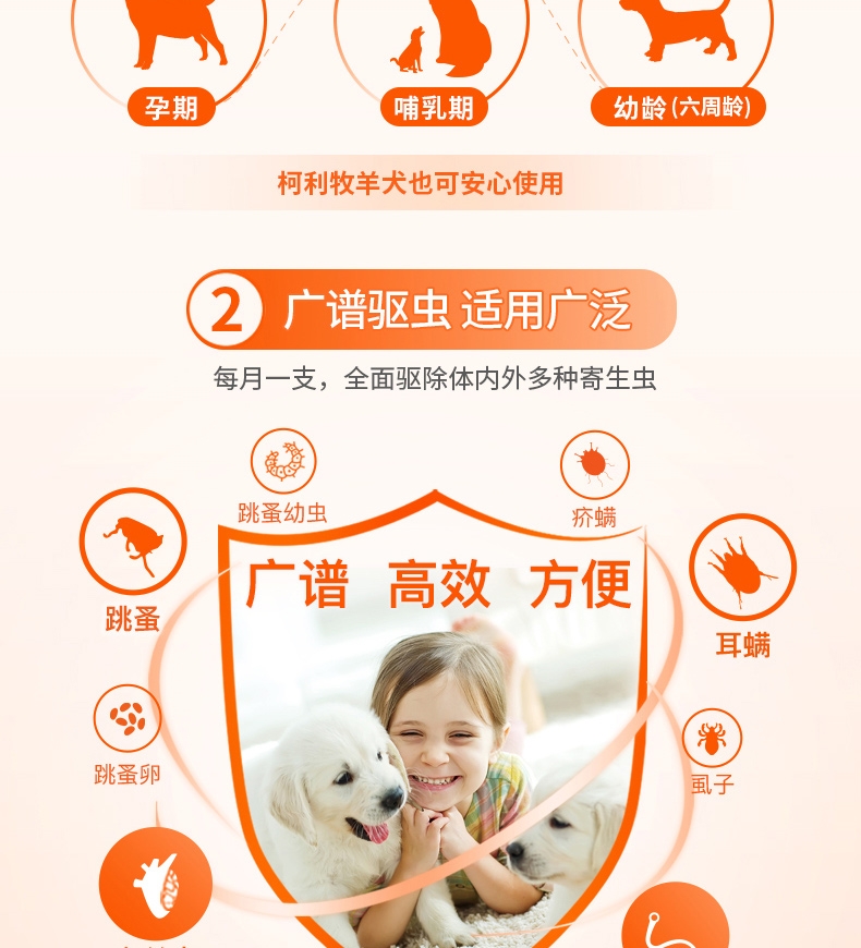 大宠爱 狗用内外同驱 驱虫滴剂 适用于10.1-20kg 120mg*6支/盒 美国进口