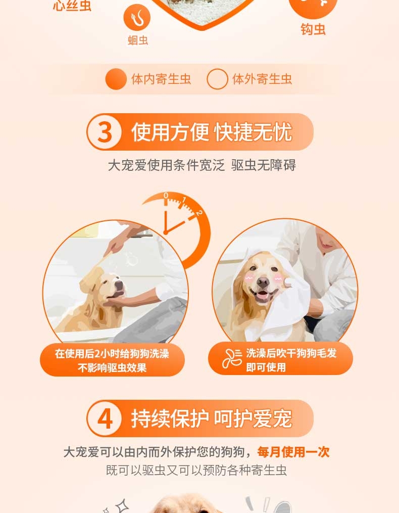 大宠爱 狗用内外同驱 驱虫滴剂 适用于20.1-40kg 240mg*6支/盒 美国进口