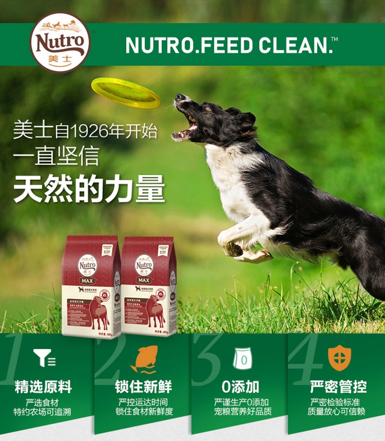 美士 经典配方系列牛肉糜添加全价成犬粮 480g 营养全面