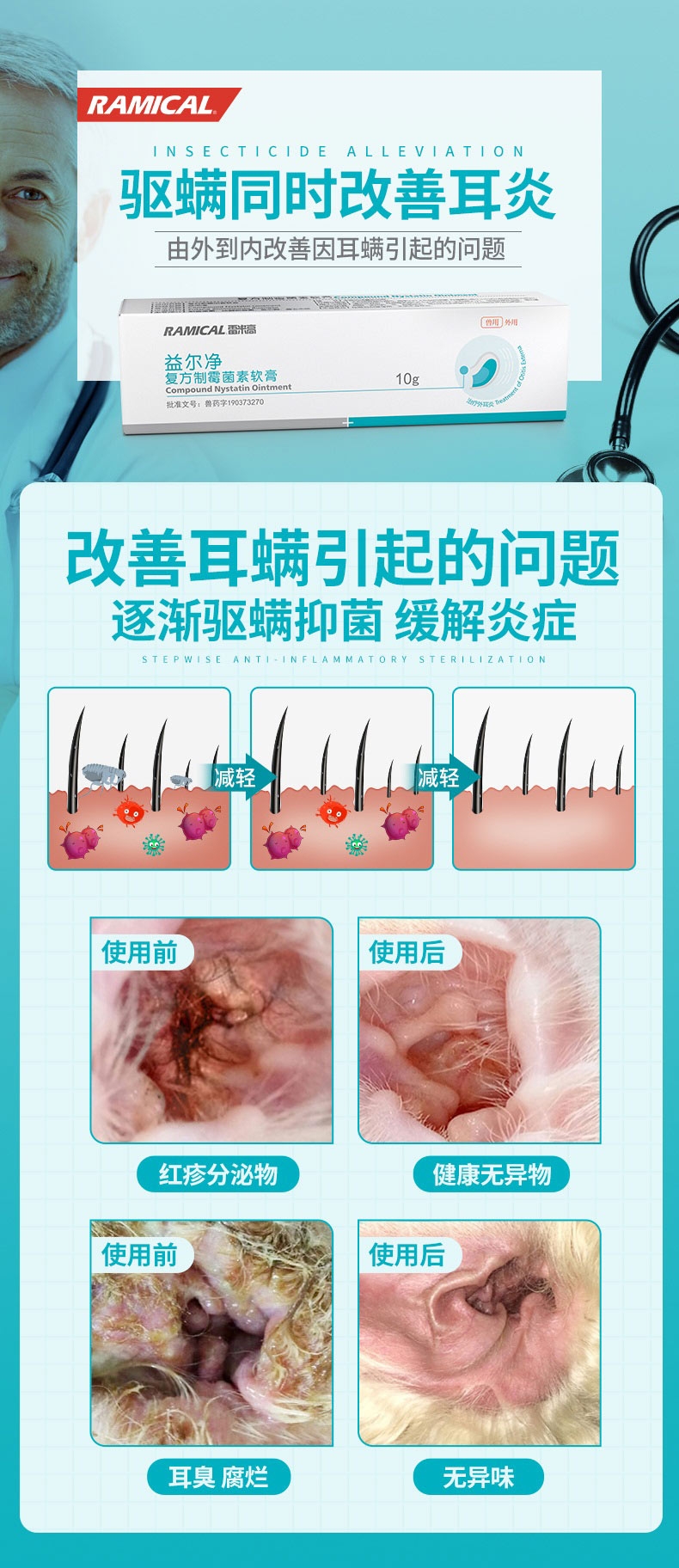 雷米高 益耳净 复方制霉菌素软膏10g