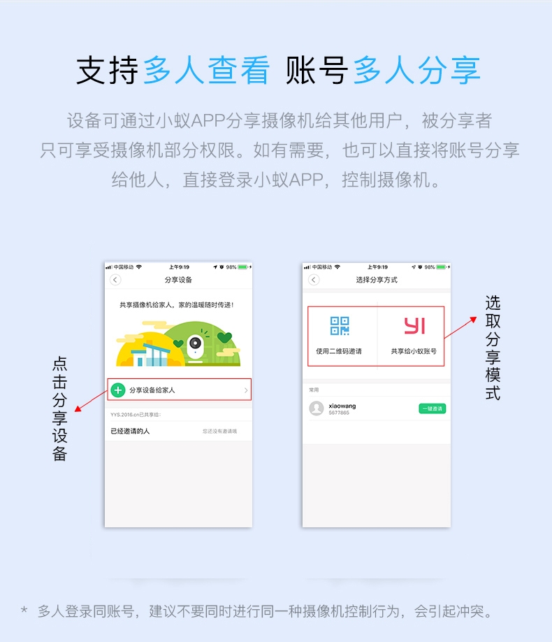 小蚁yi 1080p高清防水尘无线网络摄像头 家用智能监控器
