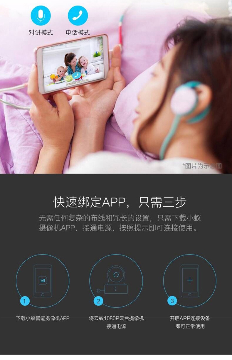小蚁yi 云蚁家用摄像头无线高清智能摄像机云台版 智能监控 全方位守护