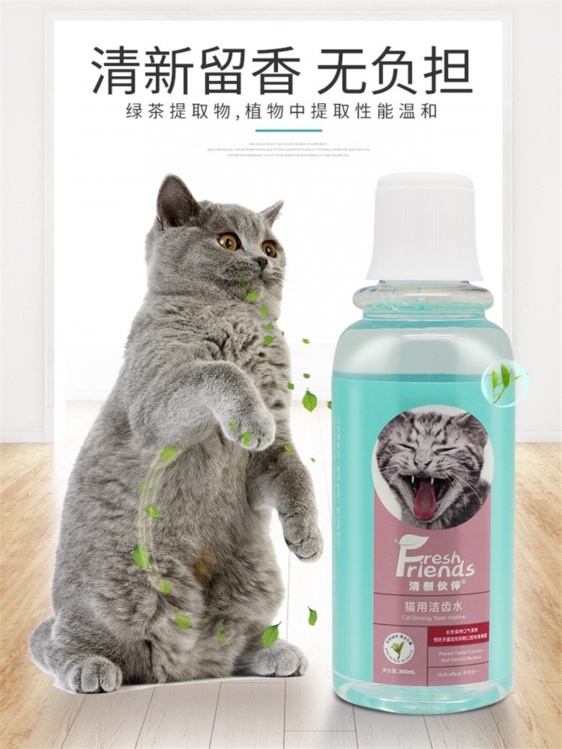 派锐 清新伙伴猫洁齿水 300ml 去除异味 清新口气