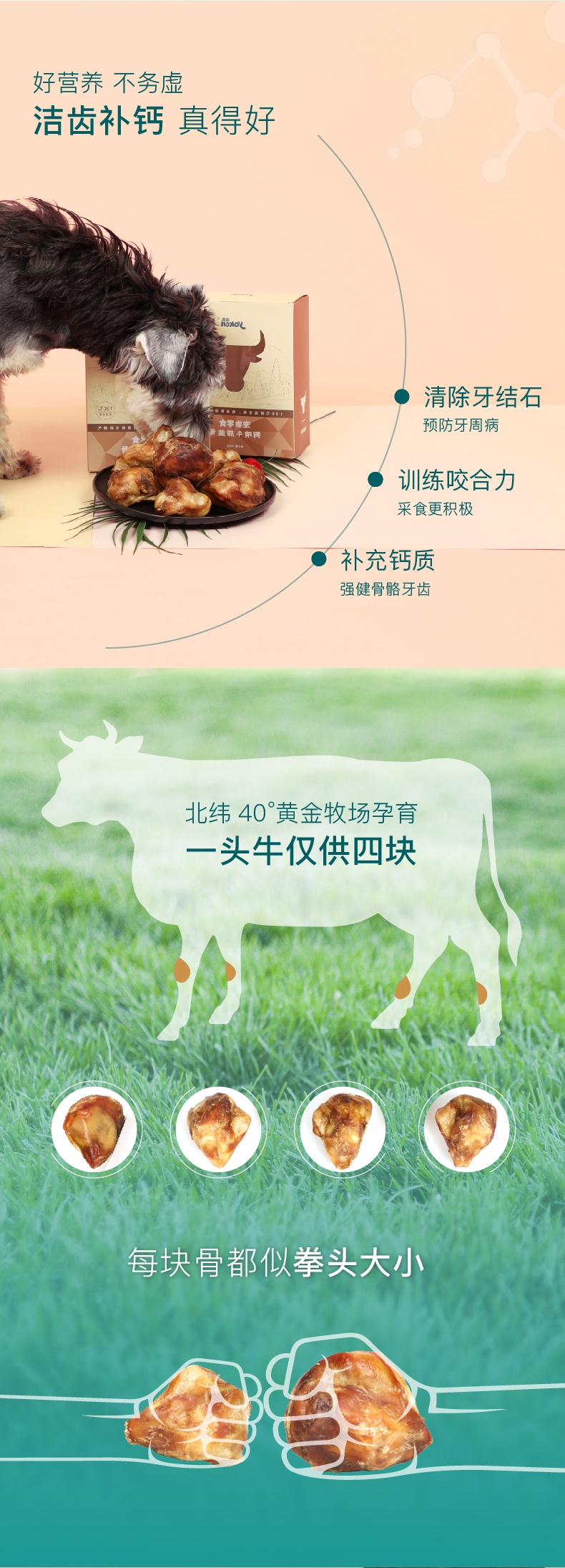 怡亲 犬用大号牛膝盖骨 400g/4只 狗零食 洁齿补钙