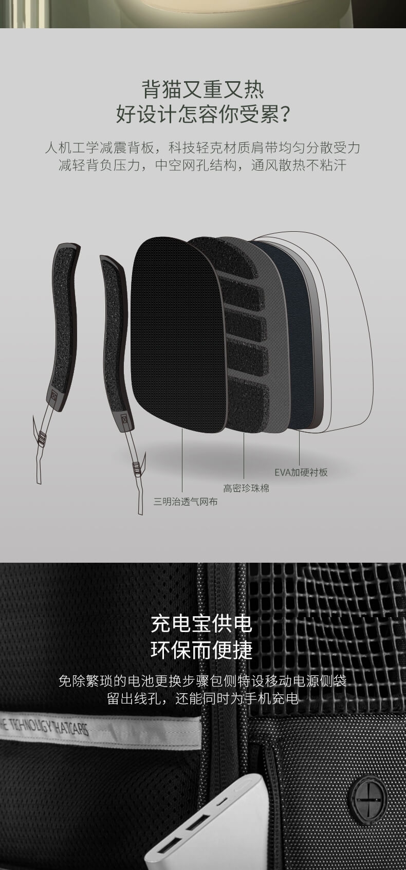 小佩 智能新风猫包 透明透气新风照明系统外出便携太空舱