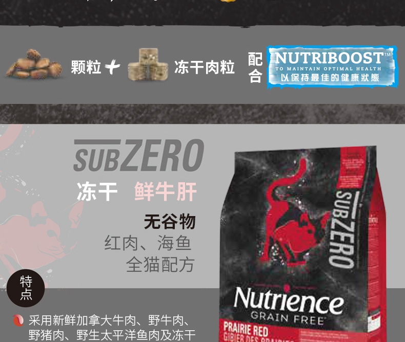 纽翠斯Prairie Red黑钻赤红草原红肉配方混合冻干全猫粮 11磅