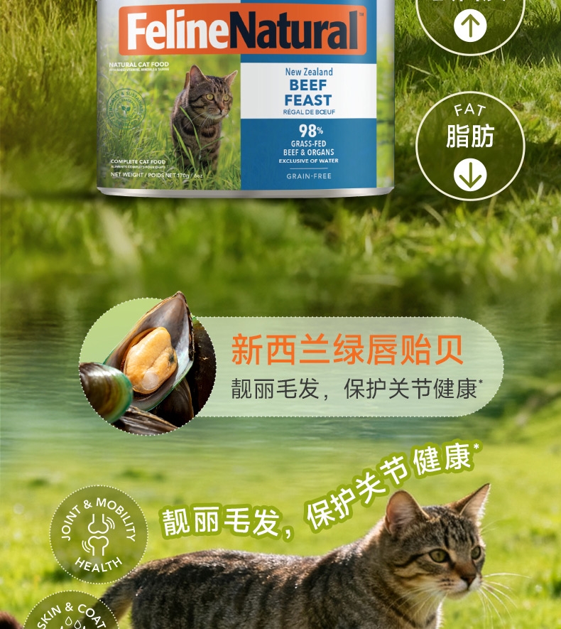 K9 Feline Natural 天然无谷羊肉猫罐头 170g 猫湿粮 98%含肉量 新西兰进口