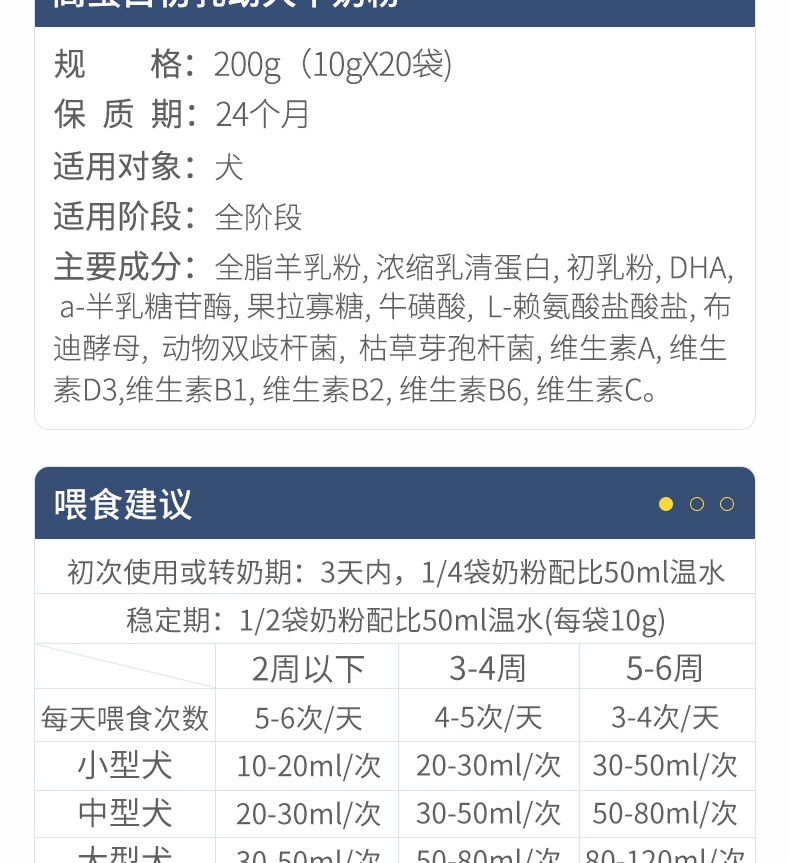 MAG高蛋白初乳幼犬羊奶粉 10g*20袋 33%高蛋白