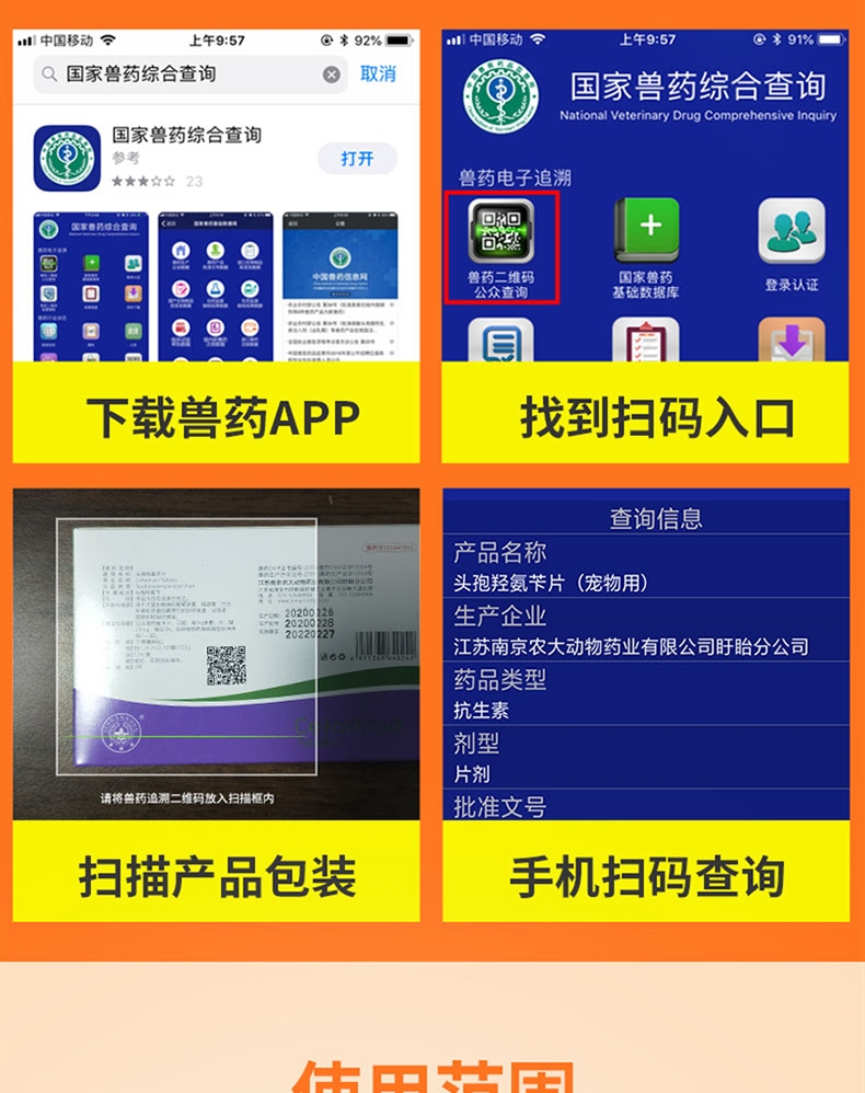 金南农 犬猫通用 感染泌尿/眼部/口腔/感冒/皮肤感染/ 头孢羟氨苄片12片/盒 广谱抗菌
