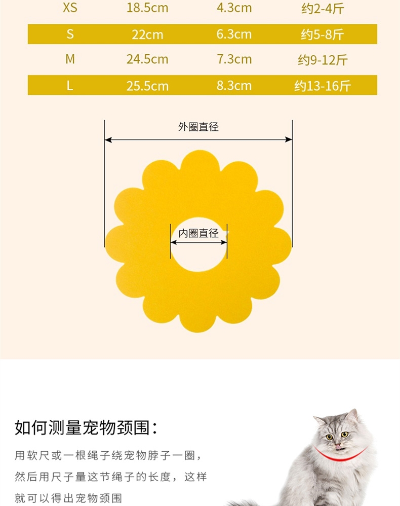 哈特丽 太阳花伊丽莎白圈 5只装 防舔舐