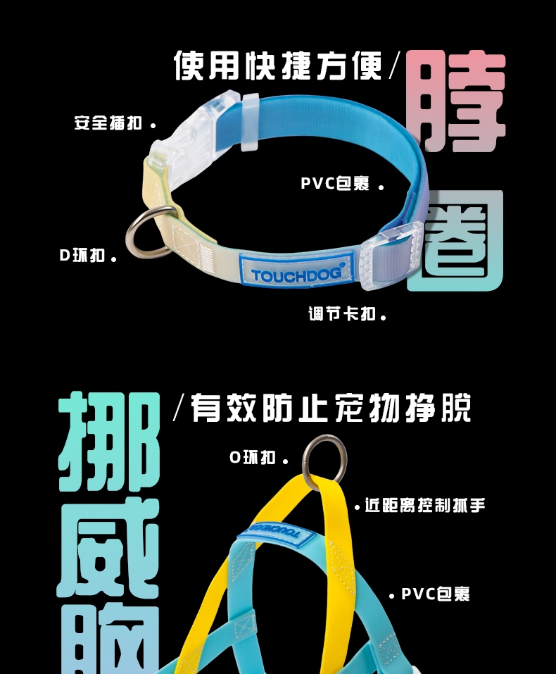它它Touchdog 七彩PVC项圈套装