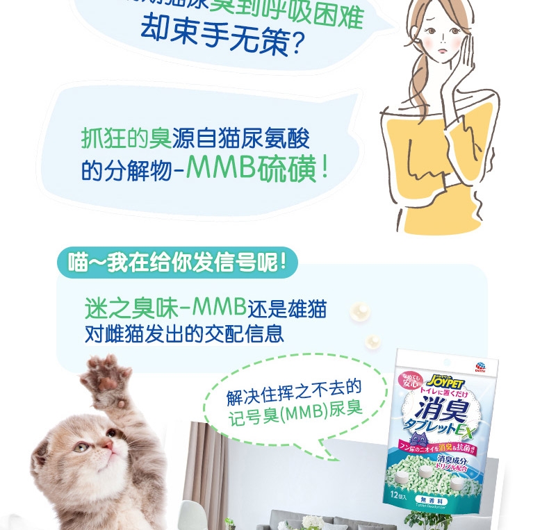 JOYPET 猫砂除臭片 无香12个