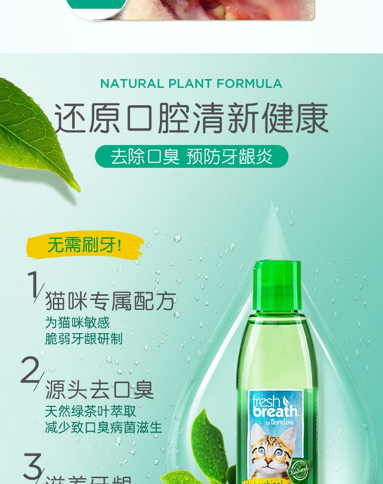多美洁 猫专用 天然清新口气洁齿水 236ml 美国进口