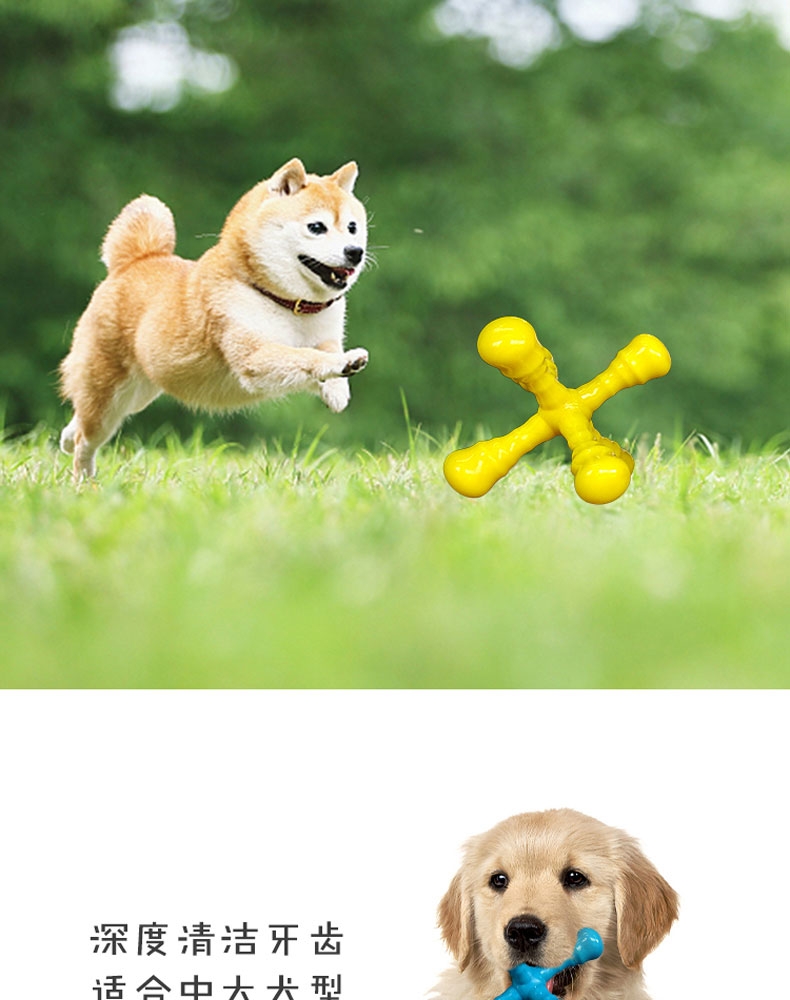 戏宠 中大型犬用耐咬六脚不倒(颜色随机) 清洁牙齿 材料安心