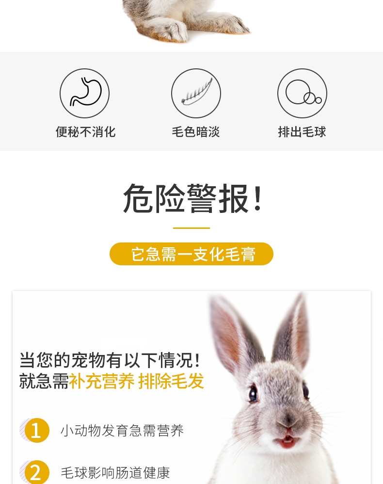 小宠之康 小动物木瓜化毛膏 50g 排毛球补营养