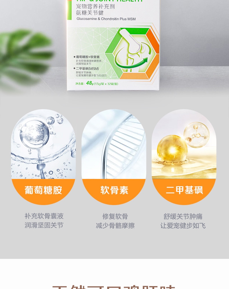 麦德氏IN-basic 氨糖关节健 48g 犬猫通用 多维保护