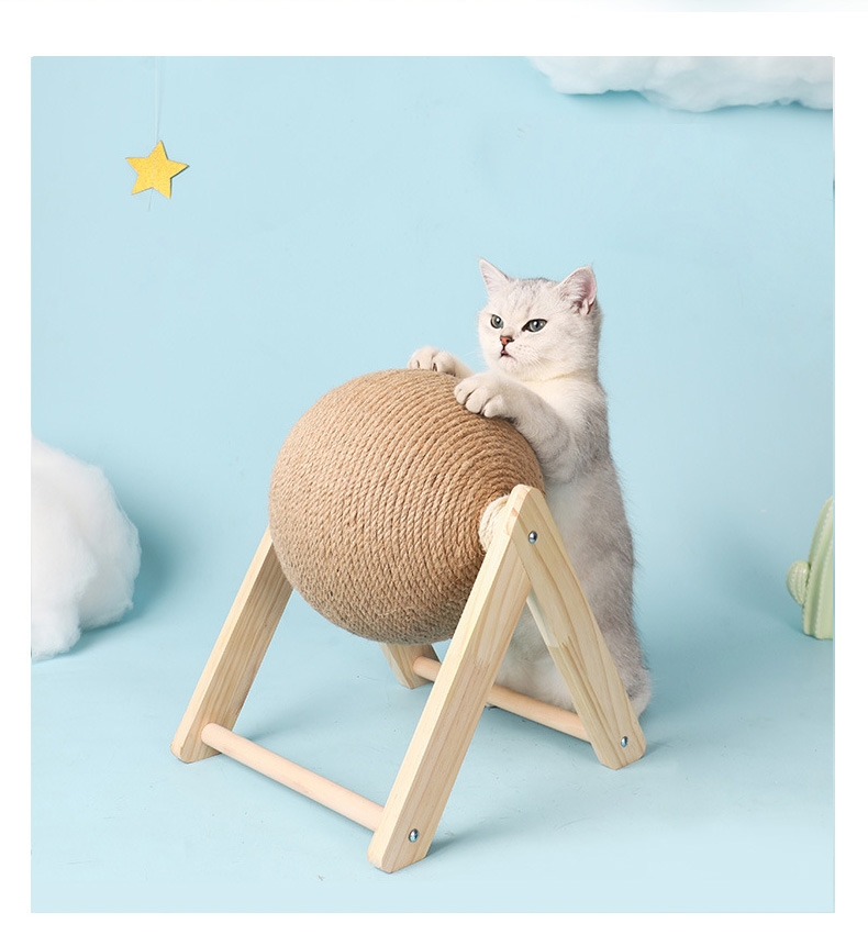 怡亲 倒V镂空麻绳磨爪玩具猫抓球 小号