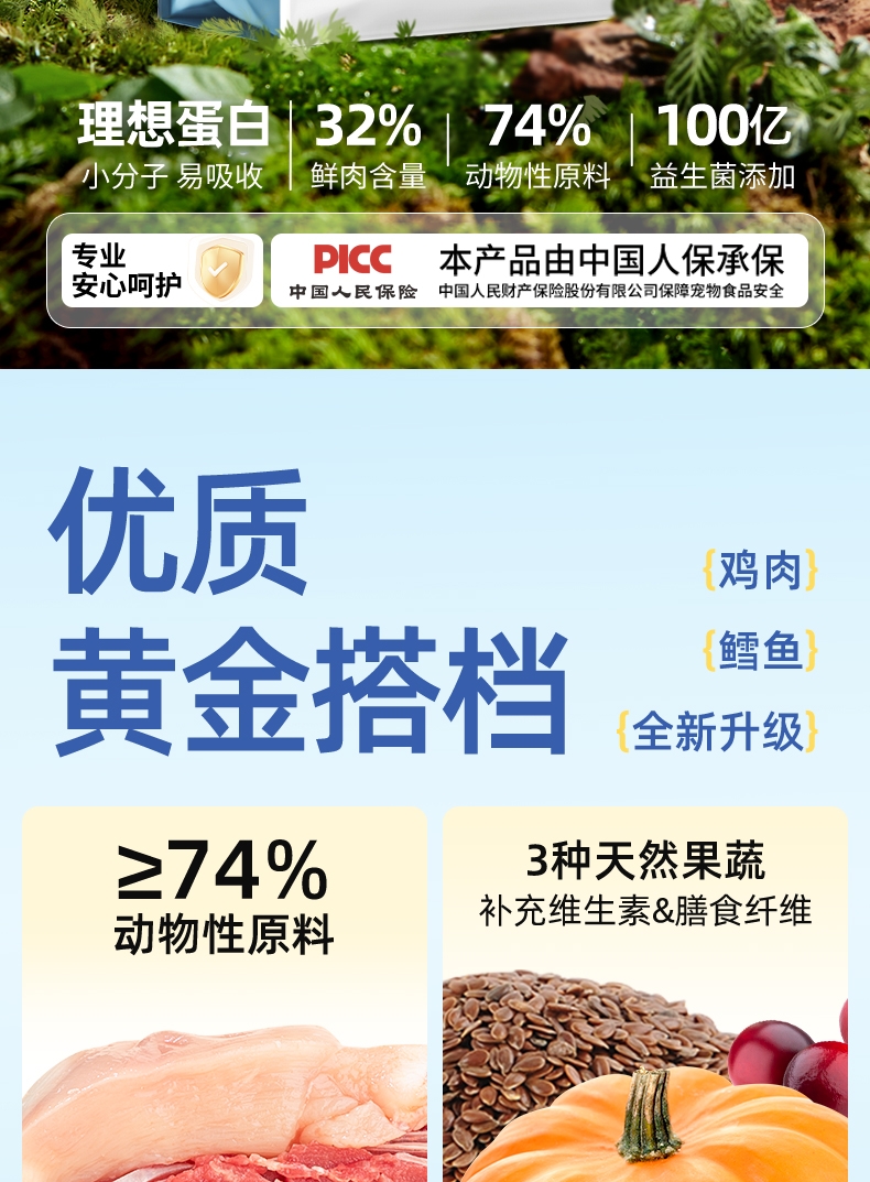 怡亲理想蛋白系列 全价肉松冻干三拼猫粮2kg