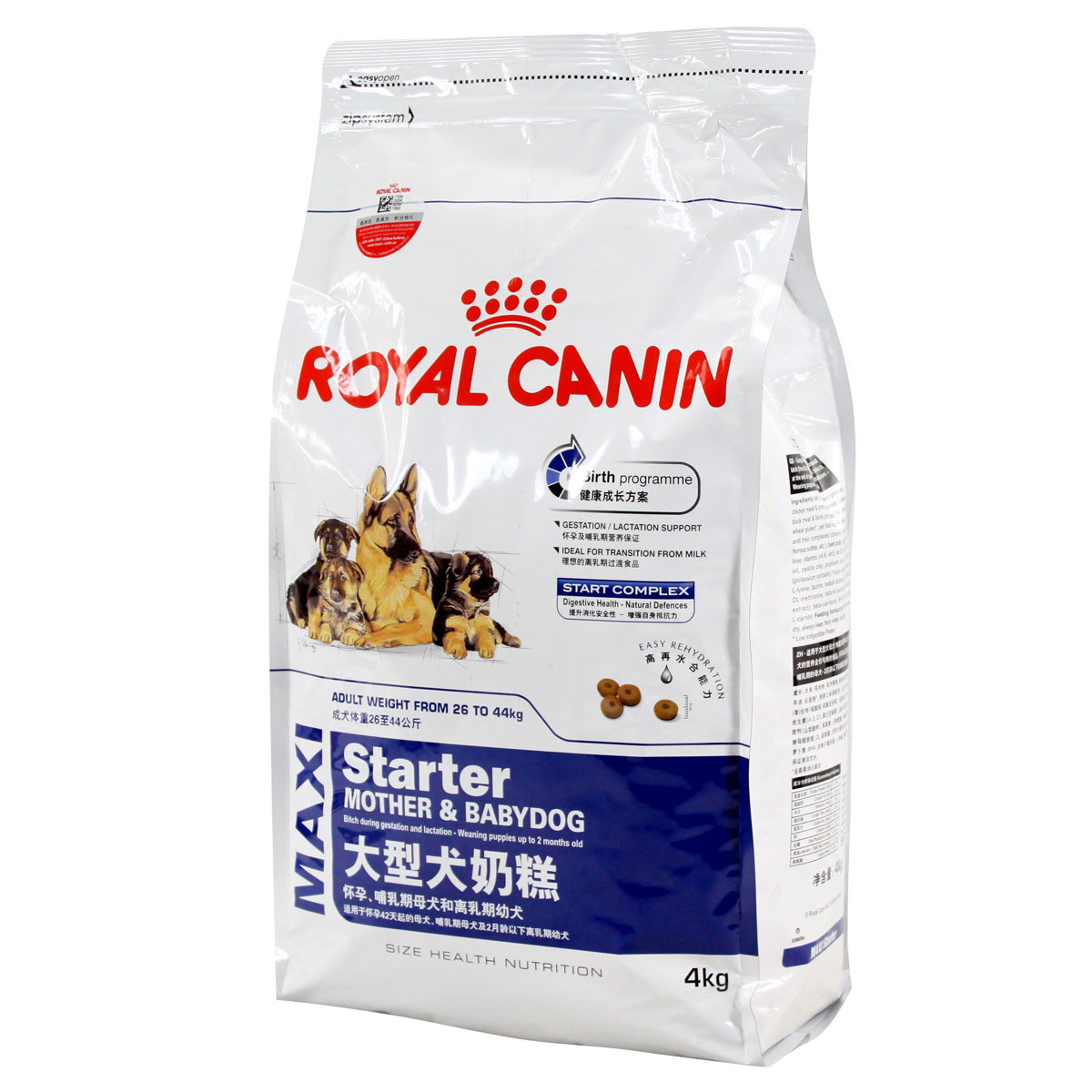 法国皇家royal canin 大型犬粮 怀孕/哺乳期/奶糕/幼犬狗粮4kg mas30