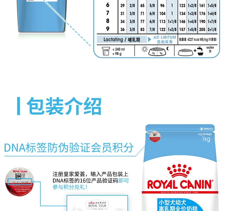 法国皇家Royal Canin 小型犬幼犬离乳期奶糕粮 1kg