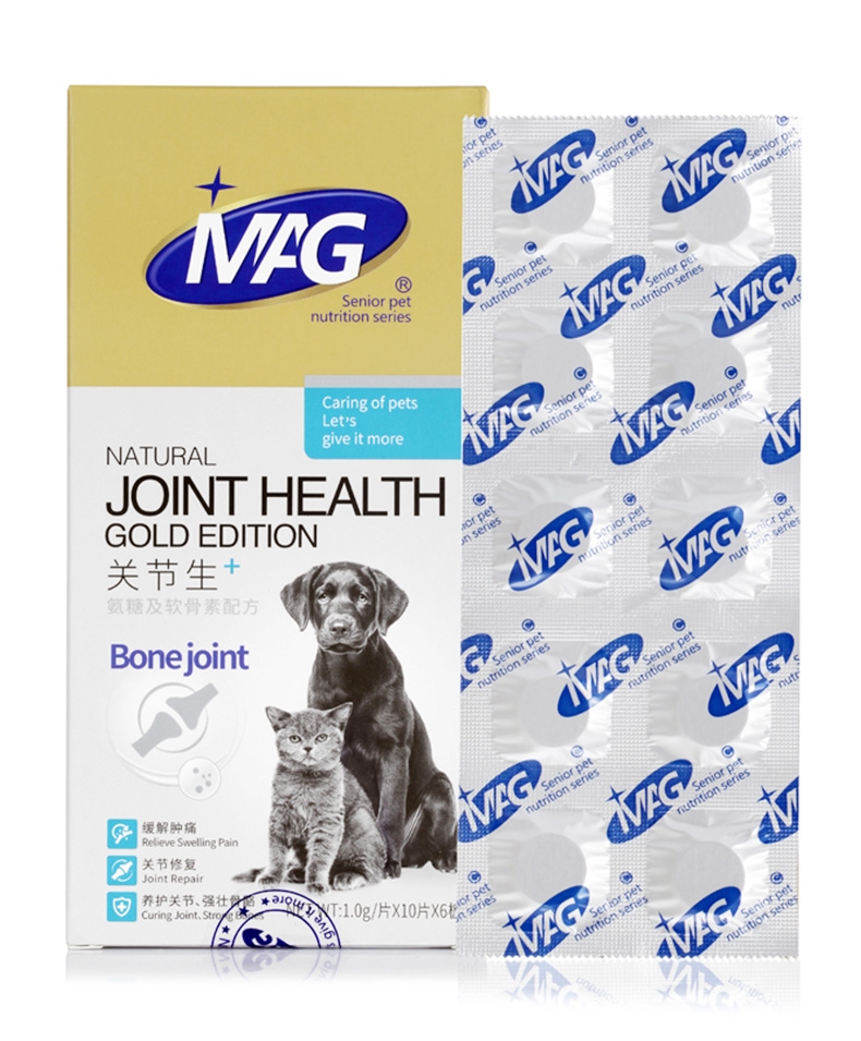 MAG 犬猫用关节生黄金版骨骼宝关节舒宠物关节灵 60片 修复骨折钙片