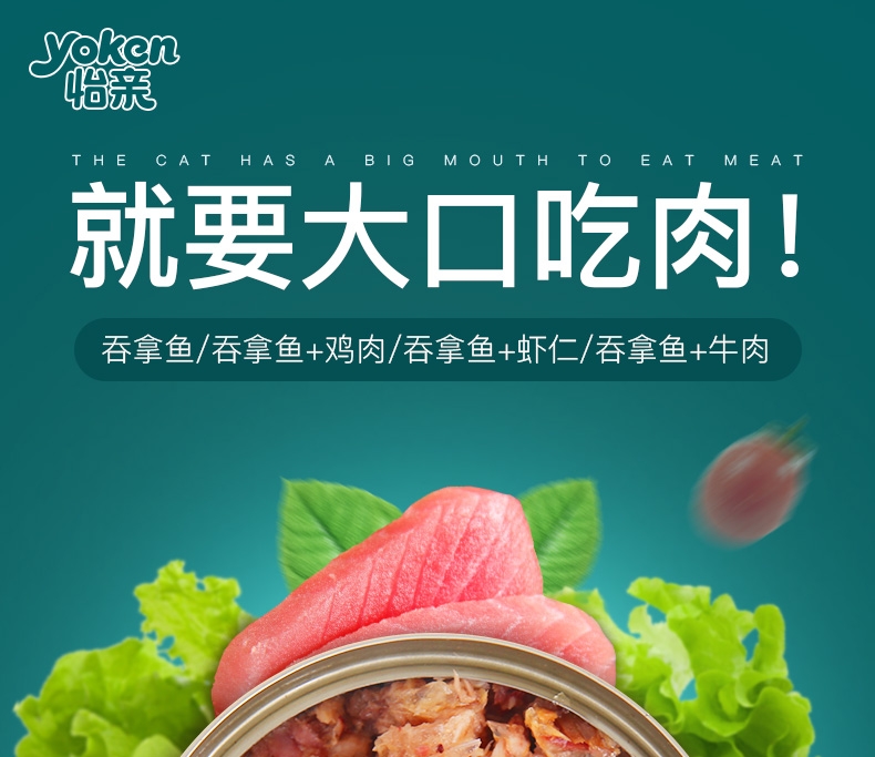 怡亲Yoken 吞拿鱼牛肉配方猫罐头 80g