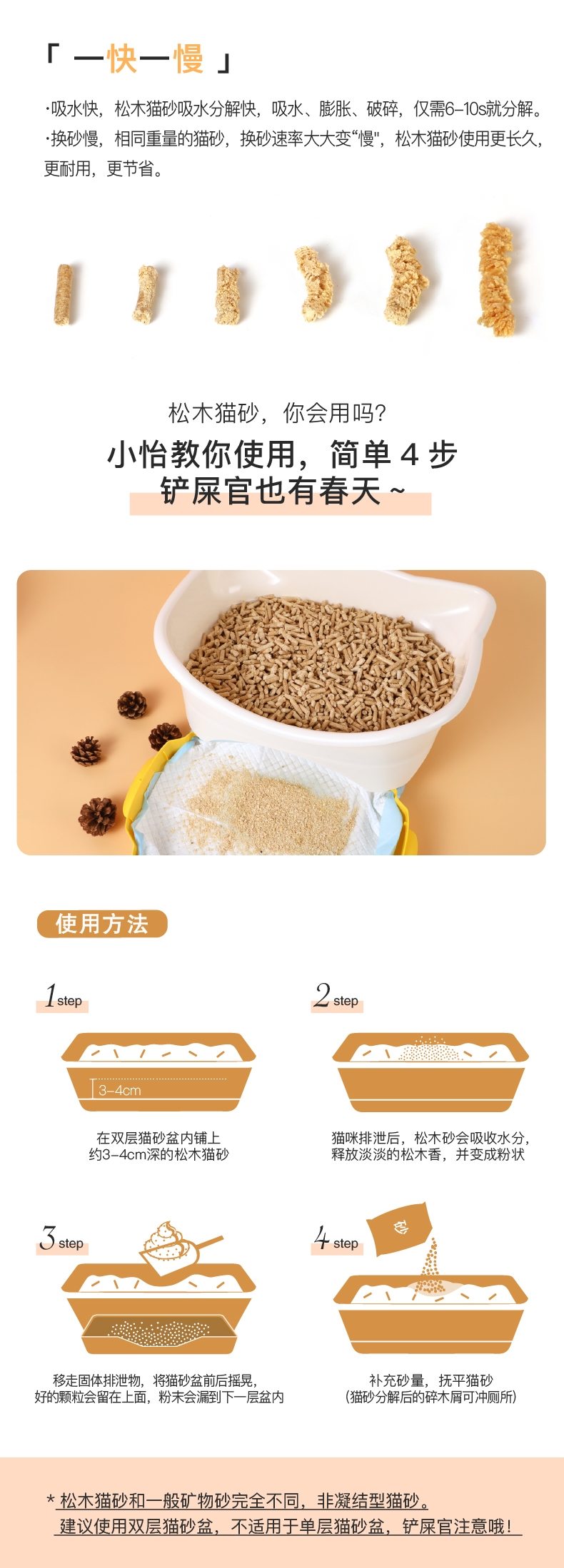 怡亲Yoken 天然松木猫砂 2.8kg 环保无粉尘 建议使用双层猫砂盆