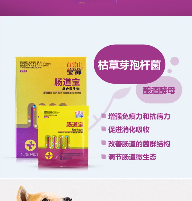 白云山宝神 猫狗肠道宝 复合微生物 50g 调节肠道平衡提高免疫力