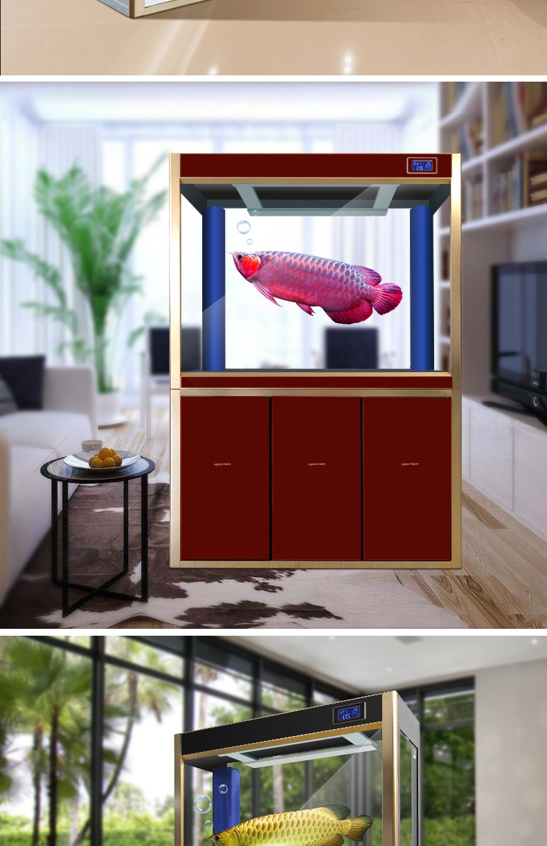 聚宝源 大型成品鱼缸fx-1000hd红色