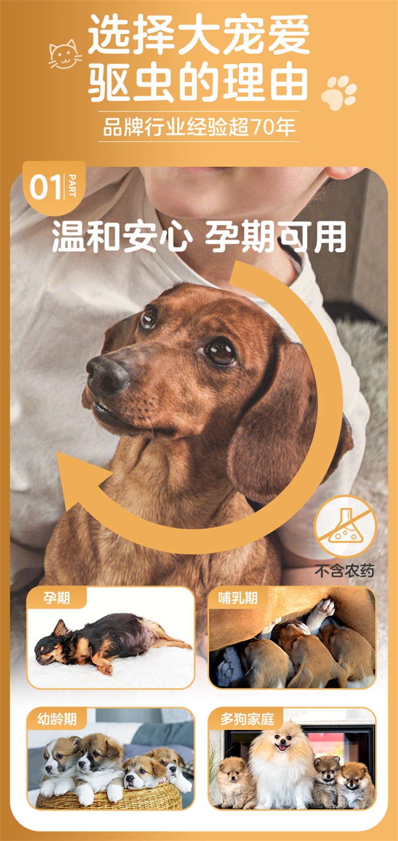 大宠爱 狗用内外同驱 驱虫滴剂 小型犬2.6-5kg适用  30mg*3支盒装/3个月剂量  美国进口