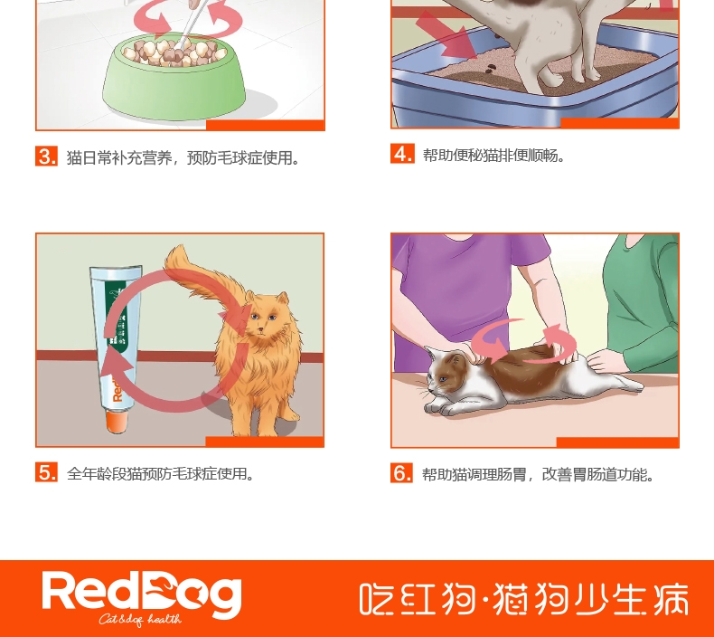 红狗RedDog 猫用化毛膏 120g 排出毛球补充营养