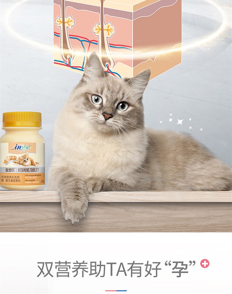 麦德氏 In-kat 猫用维生素营养片 60g 添加叶酸