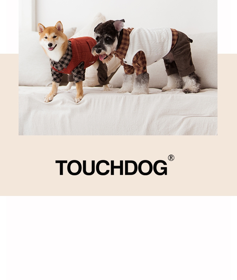 它它TouchDog 复古假两件四腿狗狗衣服 橘色