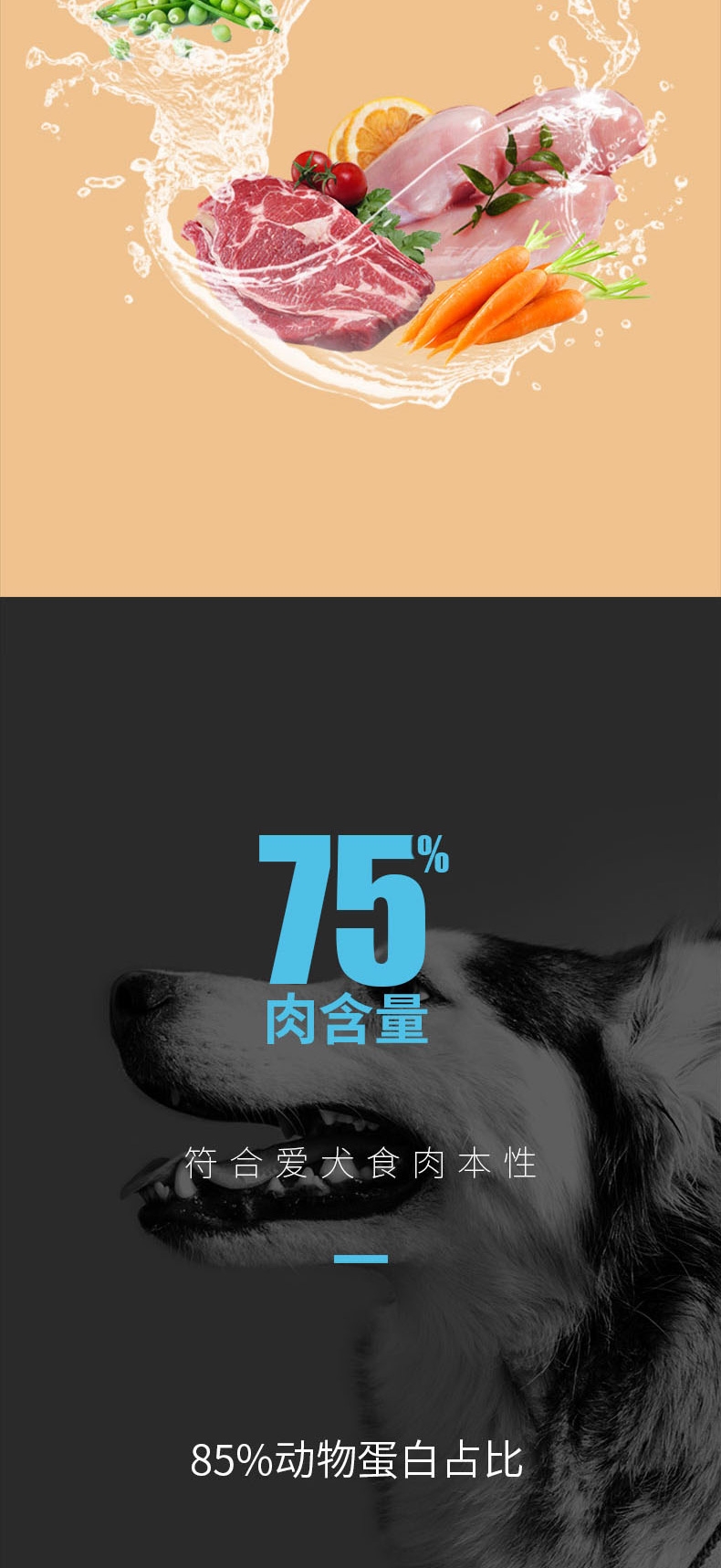 醇粹 黑标无谷大型犬全犬粮 15kg 75%肉含量