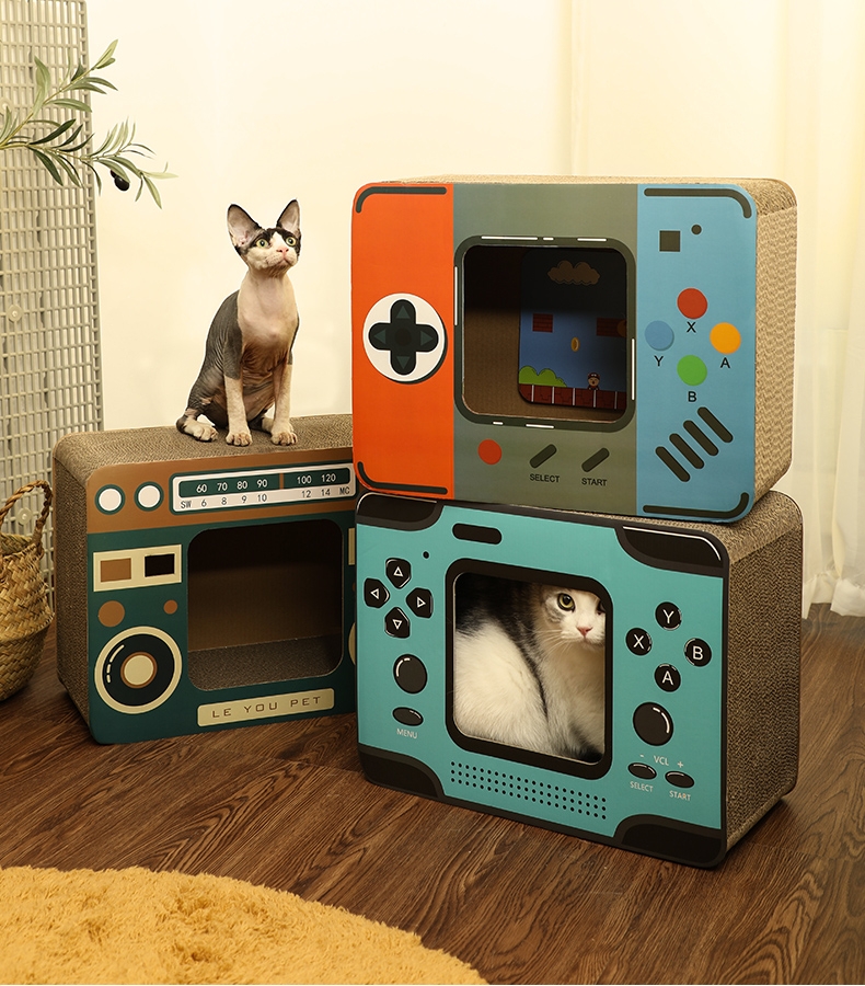 多可特 立体造型仿游戏机仿电视趣味猫抓板猫窝