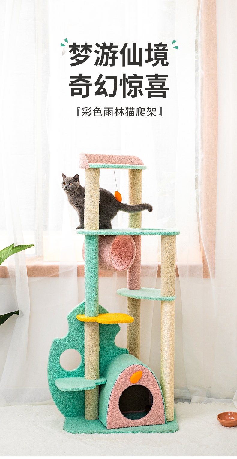 多可特 彩色雨林猫爬架猫玩具