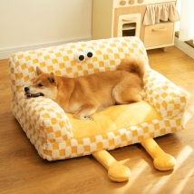 多可特大眼睛格纹宠物沙发宠物窝犬猫通用(升级款)