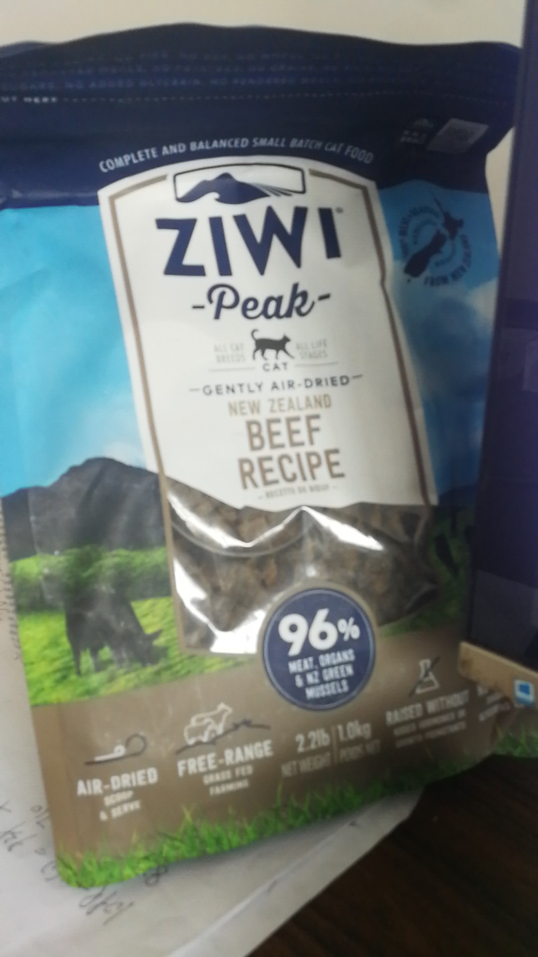 滋益巅峰ziwi peak风干牛肉配方猫粮 1kg 96%肉含量 新西兰进口